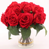 Red Velvet Faux Rose Bouquets, Set of 12 - 10