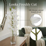Artificial White Dendrobium Orchid Spray, 24", Bendable Wire Stem