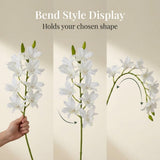 Artificial White Dendrobium Orchid Spray, 24", Bendable Wire Stem