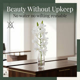 Artificial White Dendrobium Orchid Spray, 24", Bendable Wire Stem