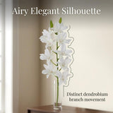 Artificial White Dendrobium Orchid Spray, 24", Bendable Wire Stem