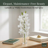 Artificial White Dendrobium Orchid Spray, 24", Bendable Wire Stem