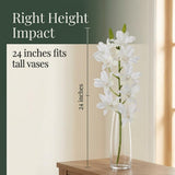 Artificial White Dendrobium Orchid Spray, 24", Bendable Wire Stem