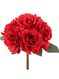 Real Touch Red Rose Bouquet with 6 Silk Flowers (12 Pack) - 14"