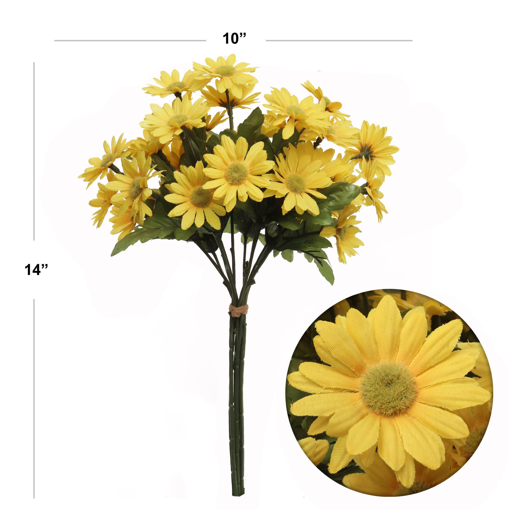Cheerful 14" Yellow Daisy Bundle - Bright Faux Floral Accent for Home Décor, Bouquets & Sunny Centerpieces