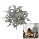 16" Flocked Dusty Miller Bush - Realistic Artificial Greenery for Home Decor, Weddings, Events - Lifelike Silk Foliage Plant - Low Maintenance & Versatile Design Accent