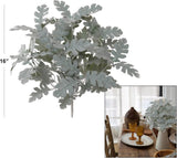 16" Flocked Dusty Miller Bush - Realistic Artificial Greenery for Home Decor, Weddings, Events - Lifelike Silk Foliage Plant - Low Maintenance & Versatile Design Accent, Floral Home by Artificial Flowers