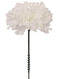 CREAM WHITE SILK CARNATION PICKS - 3.5" FLOWER HEADS & 5" STEMS (100 PACK BOX)