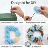 100 Pack Artificial Carnations - Bulk Silk Flowers for Weddings, Mother's Day, Graduations, Easter & Memorial Day - 3.5" Heads, 5" Stems, Real Touch Petals, - Blue