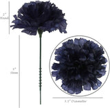 NAVY BLUE SILK CARNATION PICKS - 3.5" FLOWER HEADS & 5" STEMS (100 PACK BOX), Floral Home by Artificial Flowers
