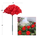 Vibrant Red 4" Dia Carnation Pick - Eye-catching Faux Flower for Home Decor, Weddings & Events - Striking Silk Floral Detail, Floral Home by Artificial Flowers