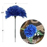 Stylish Royal Blue 4" Dia Carnation Pick - Striking Faux Flower for Home Decor, Weddings & Events - Dazzling Silk Floral Accent