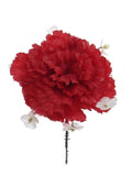 Exquisite 4.25" Red Carnation with Gypsophila - Lifelike Beauty on a 5" Stem | Floral Delight for Decor, Bouquets, and Crafts