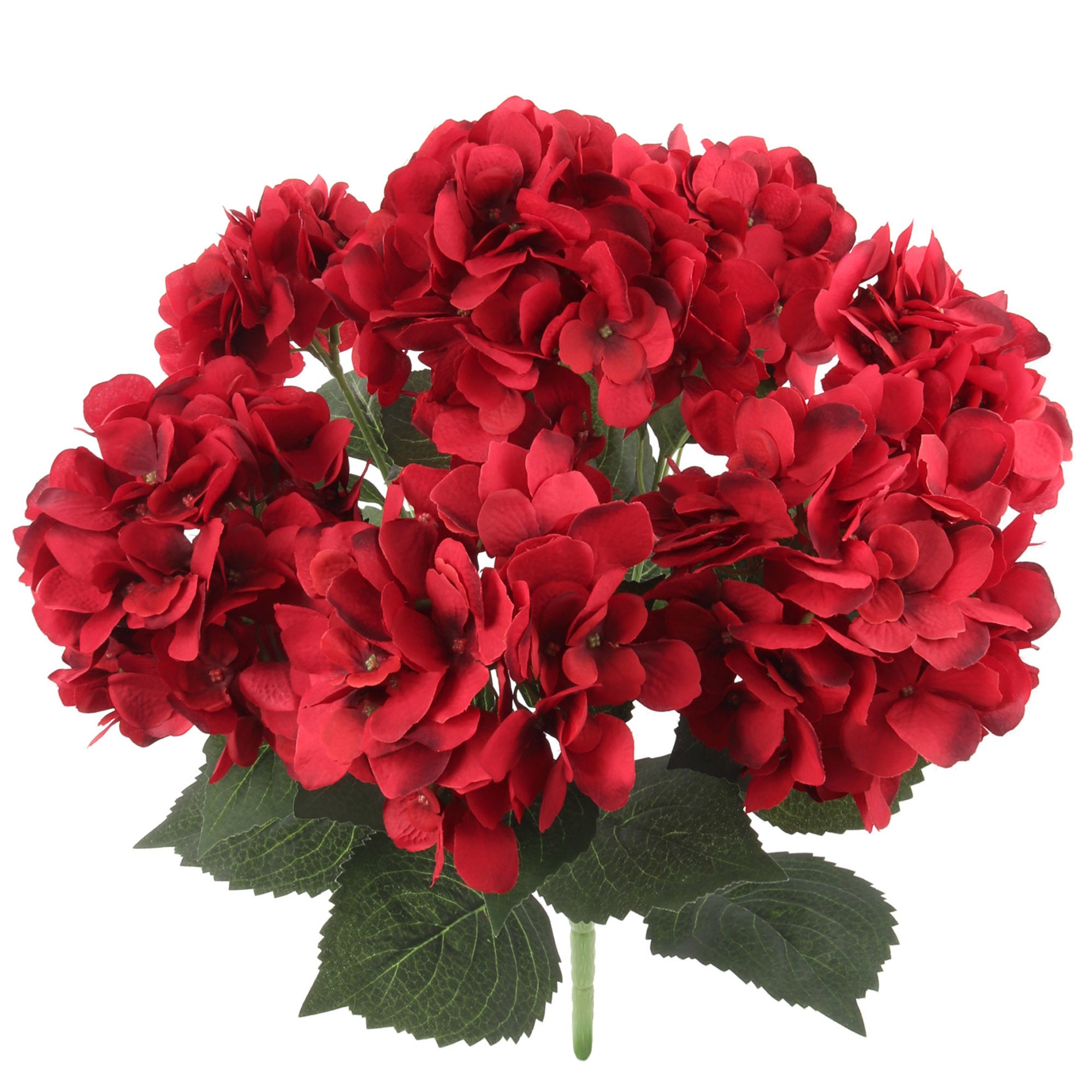 Alluring 20" Red Hydrangea Bush - Luxurious Faux Flowers for Home Decor, Striking Wedding Centerpieces & Dazzling Displays