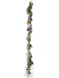 6' Artificial Wisteria Garland Lavender – Lush Hanging Vine for Wedding, Party & Home Décor - 2 Pieces