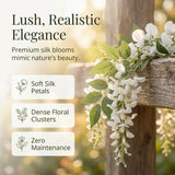 White Fake Wisteria Garland - 6'