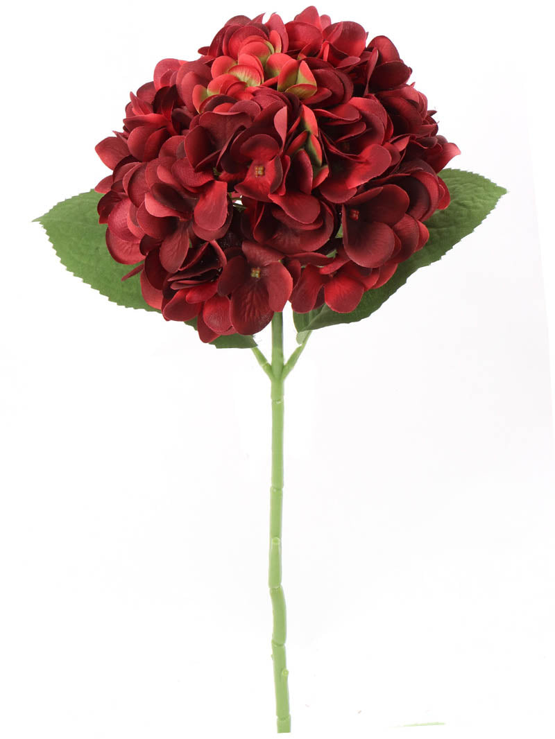 Elegant Burgundy Hydrangea Stems - Lifelike Artificial Flowers for Home Decor, Weddings, and Crafts - Rich Burgundy Blooms, Realistic Design, Versatile Floral Arrangements