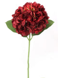 4pc Elegant 18-Inch Burgundy Hydrangea Stem Set of 12 - 7-Inch Diameter - Perfect for Home Décor, Weddings, and Special Event Floral Arrangements