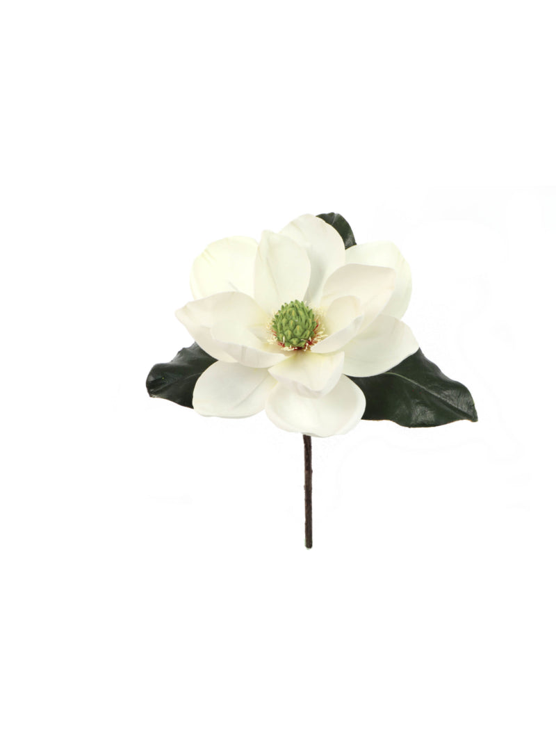 Set of 6 White Magnolia Picks - Lifelike Artificial Flowers, Ideal for Home Décor, Events, Weddings, and Floral Arrangements