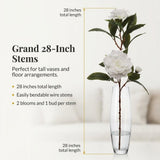 White Gardenia Flower Spray, 28-Inch Artificial Stem with 2 Blooms and 1 Bud, White