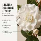 White Gardenia Flower Spray, 28-Inch Artificial Stem with 2 Blooms and 1 Bud, White