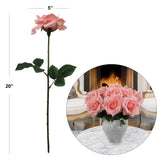 Romantic 20" Pink Open Rose Flowers - 5" Diameter, Set of 24 - Charming Artificial Silk Blooms for Weddings, Home Decor & Special Celebrations