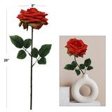 6" Orange Open Rose with 20" Stem - Realistic Artificial Flower for Home Decor, Weddings, and DIY Arrangements, Floral Home by Artificial Flowers