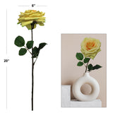 Radiant 20" Yellow Open Rose Silk Flowers Set of 12 - Cheerful 6" Diameter Lifelike Blossoms for Home Décor, Weddings, and Joyful Events