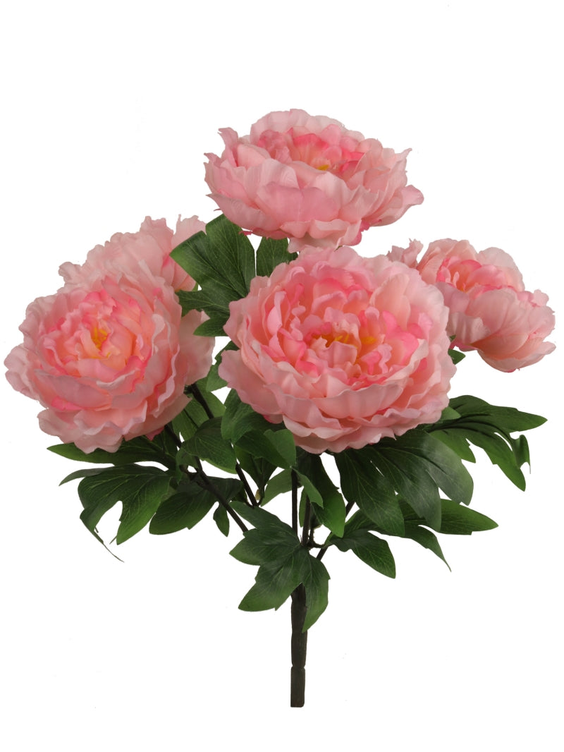 20" Artificial Silk Pink Peony Bush Set - Lifelike Faux Flowers for Home Decor, Weddings, and Events - Realistic Blooms, Low Maintenance