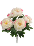 20" Chic White & Pink Peony Bush Set – Lifelike Artificial Flowers for Home Décor, Weddings, and Events – Low Maintenance Floral Arrangement