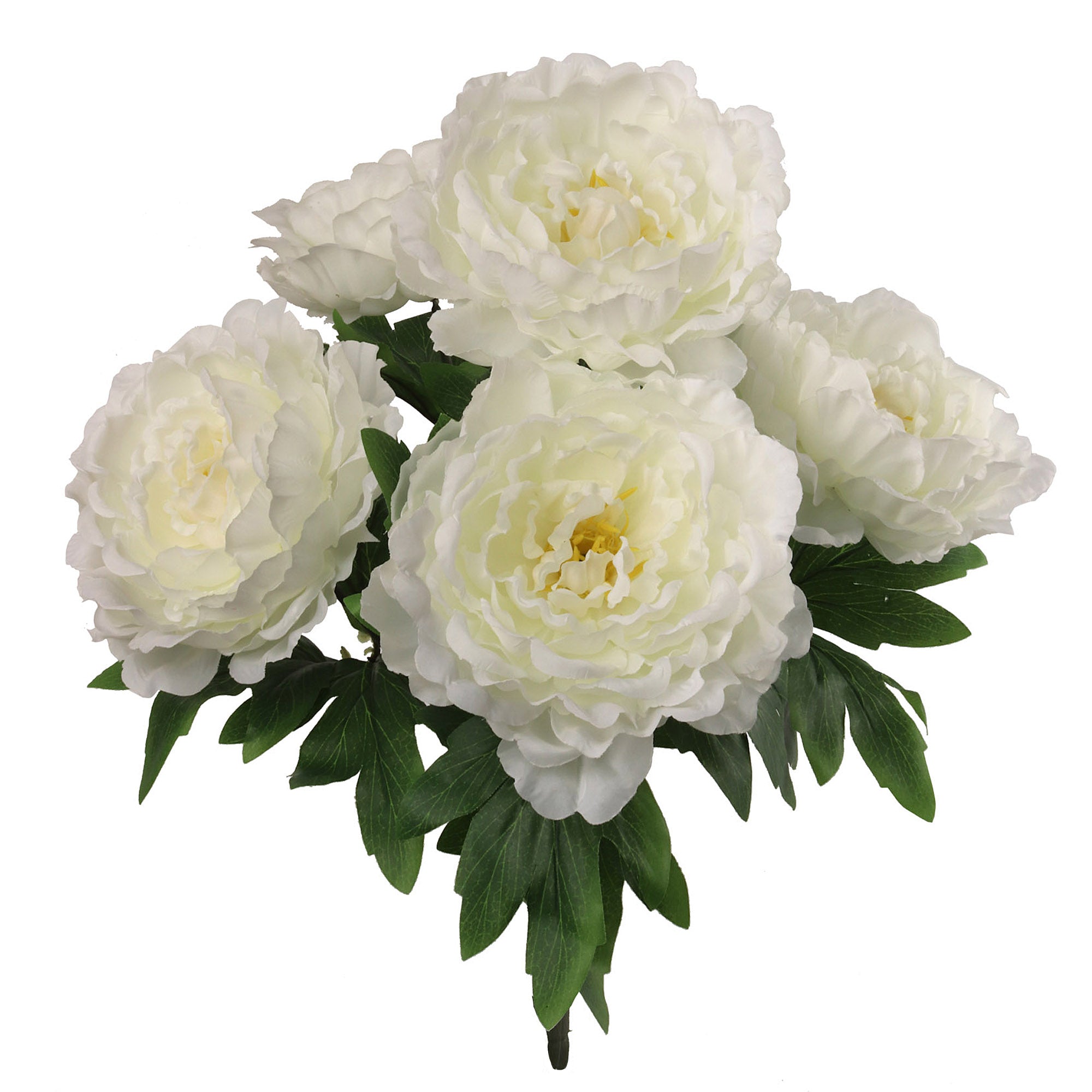 Elegant 20"" White Peony Bush X5 - Artificial Flowers for Home Decor, Wedding Bouquets, and Floral Arrangements