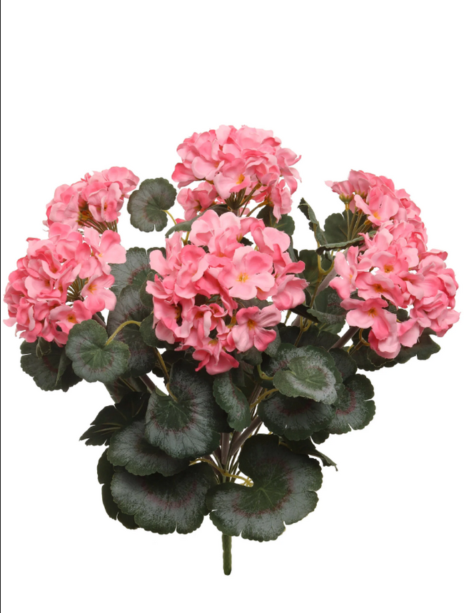 Artificial Geranium Bush, 18" – UV-Resistant Outdoor Faux Flowers