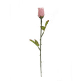 Enchanting Pink Rose Bud with 2 Leaves - Delicate Floral Accent for Home Decor and Crafts