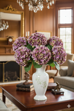 17.75" Artificial Hydrangea Stem with 8" Bloom – Lifelike Faux Purple Flower for Home Décor, Bouquets, and Floral Arrangements