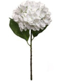 17.75" Artificial Hydrangea Stem with 8" White Bloom – Realistic Faux Flower for Home, Wedding, and Event Décor - 6 PACK