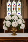 17.75" Artificial Hydrangea Stem with 8" White Bloom – Realistic Faux Flower for Home, Wedding, and Event Décor - 6 PACK