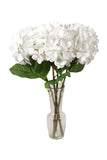 17.75" Artificial Hydrangea Stem with 8" White Bloom – Realistic Faux Flower for Home, Wedding, and Event Décor - 6 PACK