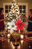 29" Poinsettia, Pine & Berry Spray – Red Artificial Holiday Floral Stem