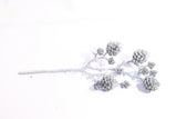 20" Silver Plastic Pinecone Spray Christmas Decoration – Decorative Pine Cone Branch Pick for Christmas Trees, Wreaths, Garlands & Holiday Décor