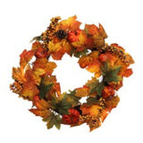 Floral Home by Artificial Flowers 18" Artificial Fall Maple Leaf Wreath with Berries and Gourds, Festive Autumn Decor, Thanksgiving or Harvest Accent