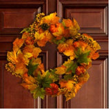Floral Home by Artificial Flowers 18" Artificial Fall Maple Leaf Wreath with Berries and Gourds, Festive Autumn Decor, Thanksgiving or Harvest Accent