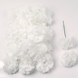 White Silk Carnation Picks - 3.5" Flower Heads & 5" Stems