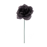 BLACK SILK ROSE PICKS - 3" FLOWER HEADS & 8" STEMS (100 PACK)
