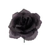 BLACK SILK ROSE PICKS - 3" FLOWER HEADS & 8" STEMS (100 PACK)