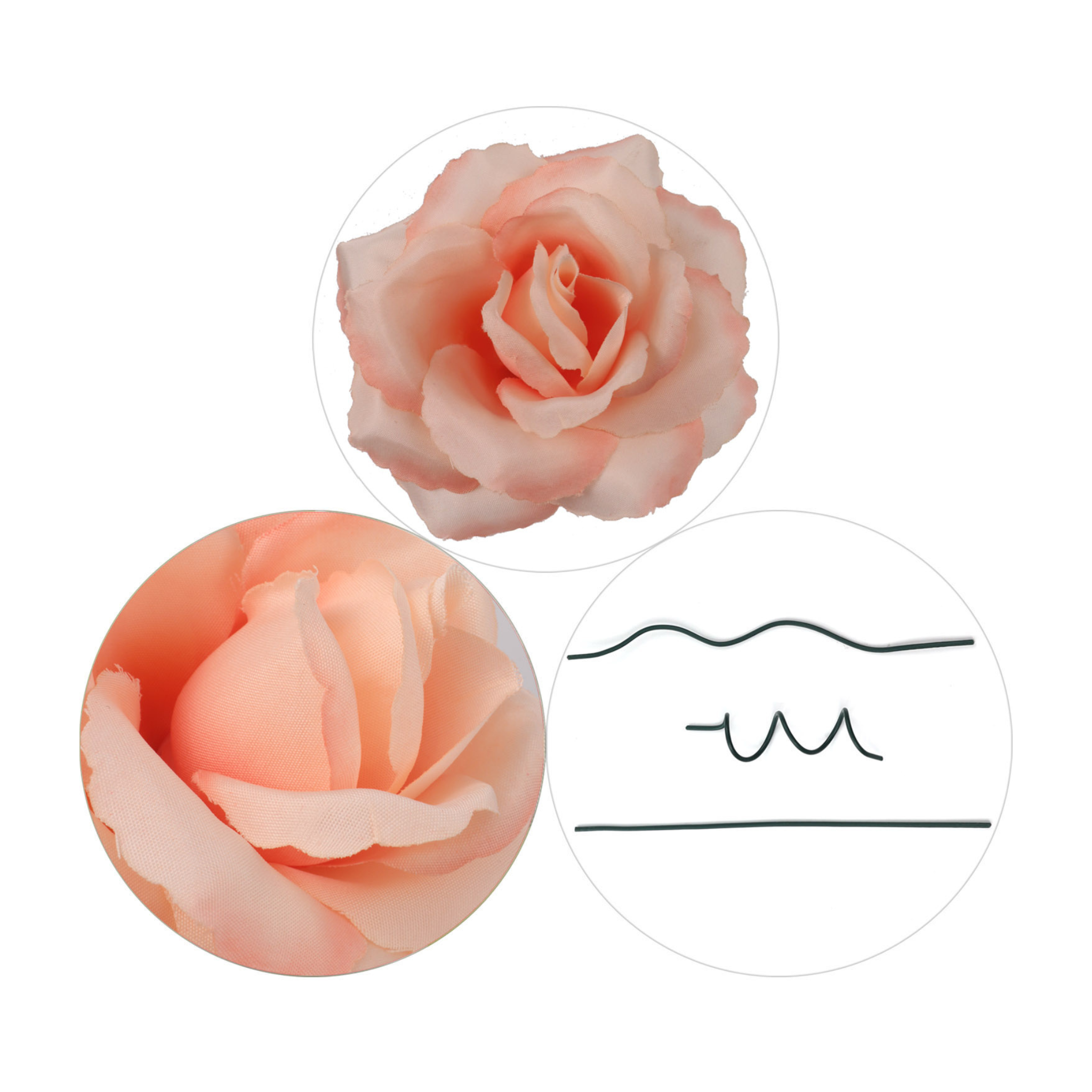 BLUSH PINK SILK ROSE PICKS - 3" FLOWER HEADS & 8" STEMS (100 PACK)