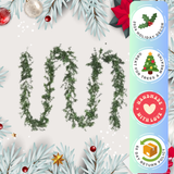 Floral Home by Artificial Flowers 2-Pack 9ft Boxwood Garland, Snow Frosted with 385 Tips, Christmas Decor, Perfect for Mantel, Tree, or Staircase Accents