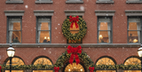 Pack of 4 Pre-Lit 48'' Deluxe Evergreen Pine Wreath with 150 LED Battery Timer Light – Large Christmas Front Door, Wall & Holiday Décor