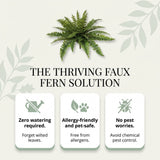 Faux Boston Fern Plant with 27 Silk Fronds - 28" Wide