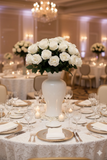 27” Real Touch White Rose with Candle Center – 4” Bloom Faux Flower for Home, Wedding & Events