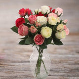 16" Cream Pink Artificial Rose Spray with 4 Roses and 1 Bud Silk Flower